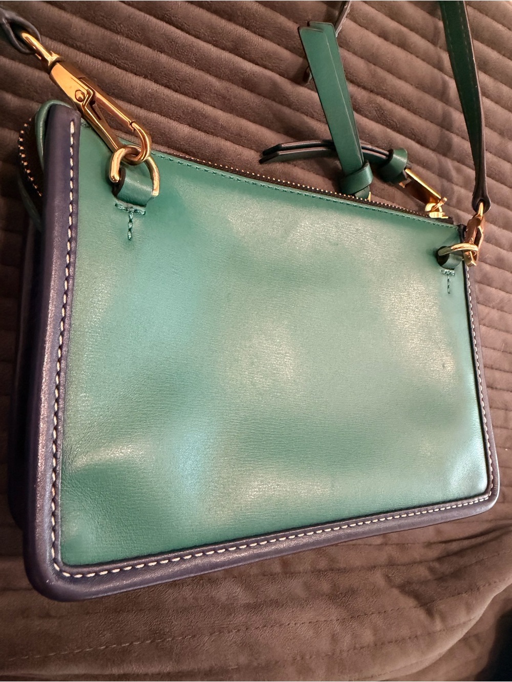 Marc Jacobs Teal and Navy Leather Crossbody Bag with Gold Hardware - Picture 4 of 7